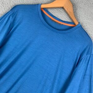 Icebreaker Merino Cool Lite Shirt Mens XXL 2XL Blue Long Sleeve Blend Baselayer